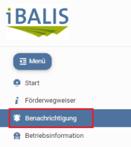 Menü Benachrichtigungen