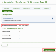 Übersicht über den gestellten Antrag